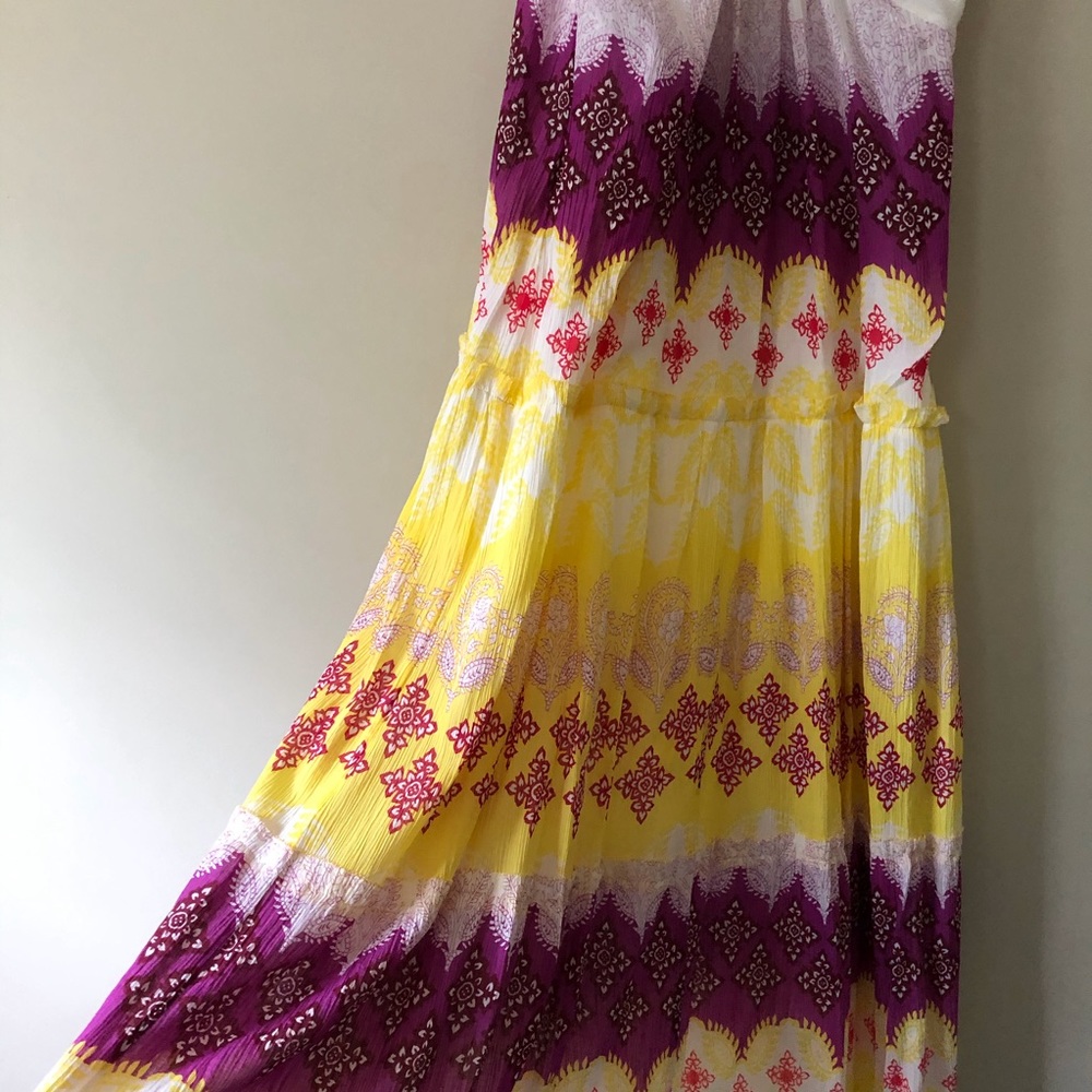 DVF Maxi Dress Silk Pink Yellow Boho Summer Medium - Picture 6 of 8